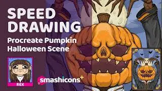 Speed Drawing with Smashicons - Halloween Pumpkin Poster Illustration!