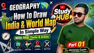 STUDY HUB  #upsc #statepcs How to Draw  Schematic Map of india || World map Drawing By Abhi_gupta 