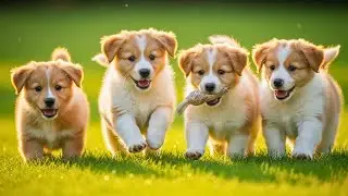 Cutest puppies ever playing happily on green grass – Dog barking sounds – Dog videos