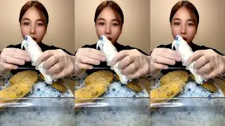 ASMR ICE EATING with MILK POWDER and PASSION FRUIT 