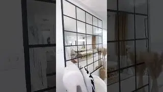 Mirror accent wall with ikea mirrors😍#mirrordiy #accentwalldesign #mirrorwallart #walldesign #short