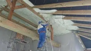 Striekaná pur izolácia - striekaná penová- izolácia pur penou -sprayed polyurethane insulation