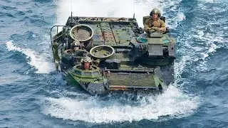 Massive US Armored Vehicle Floating in Deep Water