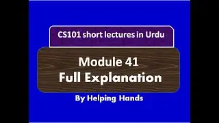 CS101 Short Lecture Module 41 | lecture 20 | Role of controller in (Urdu / Hindi)