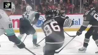 Nico Hischier scores a powerplay goal against the Seattle Kraken