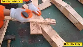 Recycling old pallets to hello kitty chair