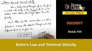 Class 11 Physics | Viscosity | #4 Stoke's Law and Terminal Velocity | For JEE & NEET