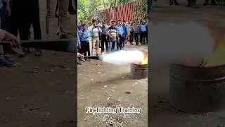A fire drill is practicing