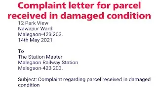 Complaint letter for parcel received in damaged condition | replace defective product|Letter Writing