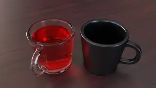 Dựng cái ly có nước trong veo C4D