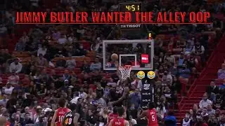 Jimmy Butler Tries To Block Tyler Herro's Half Court Shot