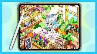 Drawing ASMR I PAD /Drawing Flower Shop, Procreate, Healing video FINISH 🎀(eng)🎀