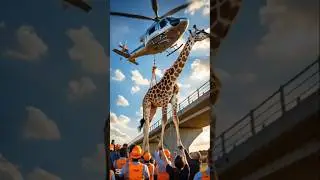 Helicopter Rescues Giraffe Stuck in a Bridge&mdash;Unbelievable Wildlife Mission#animalrescue #humanity