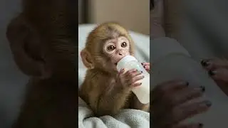Adorable Baby Monkey Drinking Milk #monkey #drink #milk