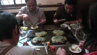 Okonomiyaki in Sakai City, Japan
