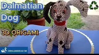 How to make 3D Origami Dalmatian dog with recycled paper | Perro dálmata Origami 3D papel reciclado