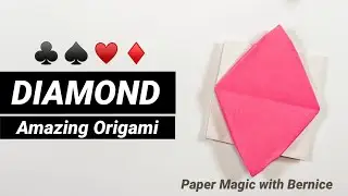 Playing Card Symbol DIAMONDS Tutorial &diams;️| Origami Card Games Diamonds | Origami Diamonds