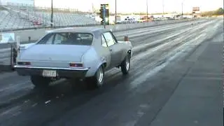 72 nova drag racing 4 speed launch w/ new shocks