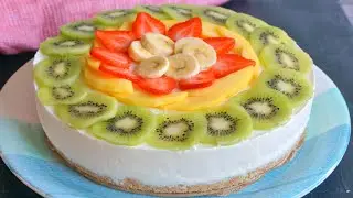 Tarta de queso y frutas. Receta SIN HORNO