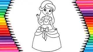 How to draw a Beautiful Princess// Cute Doll & Handbag drawing painting & Coloring for kids toddlers