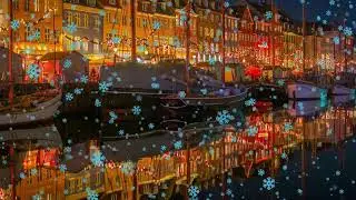 European Christmas Boat Ambience ❄️ Snowfall on a Winter Waterway | Relaxing Music (2 Hours, No Ads)