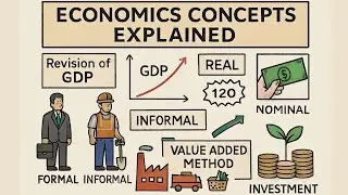Economics 5 || Revision of GDP || Formal. informal. real. nominal. value added method. investment