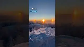 В Мурманске горожане наблюдали паргелий, создающий два фантома солнца #феномен #паргелий