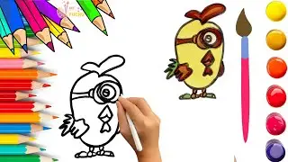 How To Draw cute Minion Drawing, Painting & Coloring For Kids and Toddlers_ Child Art 🐋🌈🎨