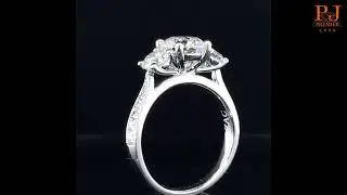 3 Stone Diamond Engagement Ring 18K White Gold
