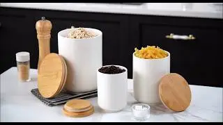 Ceramic Kitchen Canister Set, Airtight Storage Jars for Coffee, Pasta & Cereal
