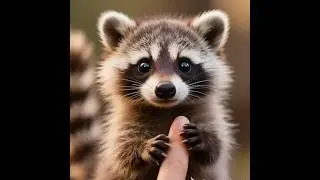 He Won't Let Go! 🥺 Baby Raccoon Holding My Finger 🦝❤️ #shorts #raccoon #babyraccoon #cute #aiart