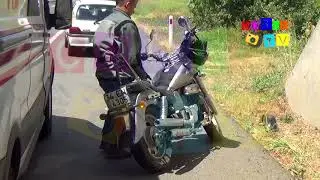 Motosiklet Sürücüsünün Hayatını Kaskı Kurtardı