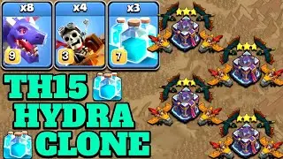 Hydra Attack Strategy With Clone Spell!! 8 Dragon + 4 Dragon Rider + 3 Clone - Th15 Attack Strategy