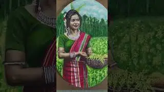 A Beautiful Santhal Tribe Girl's Painting | Oil Color on Canvas | Murmu Art