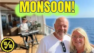 Marella Explorer   Deck Party 8th Nov.25  hit by a 'Monsoon' (Cece )- and Joe singing  in Med Bar -