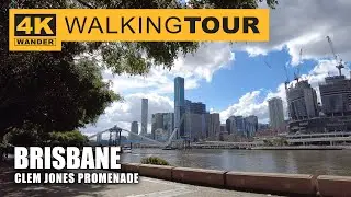 Clem Jones Promenade Walking Tour in Brisbane, Australia (4K 60fps)