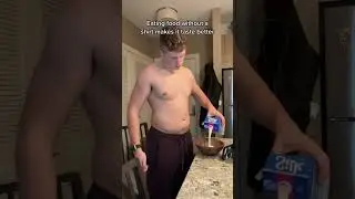 Eating food with no shirt! #food #yummy #viral