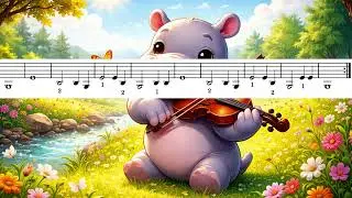 Brano facile per violino: IPPOPOTAMO - corda vuota, primo dito, secondo dito (flauto, diamonica)