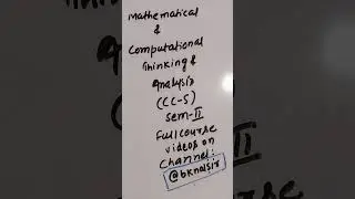 Mathematical and Computational Thinking and Analysis | Model questions on channel @bknalsir cc 5