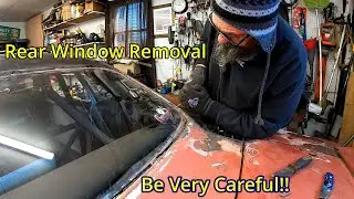 1970 Cuda Rear Window removal and deck plate cut.