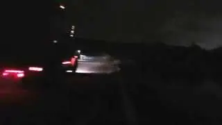 Canadian National engine and cars - Bedford Mill Cove night scenery - Halifax - late summer 2015