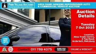 ABSA Repo Car Auction Boksburg | Over 200 Bank Vehicles | Webcast Only Oct 2025