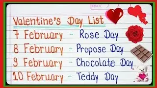 Valentine Week | 7 Feb to 21 Feb all day list | kal konsa day hai 2024 lValentine's Day week 2024 l