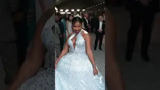 Dominique Fishback causes a #swarm at the E! Glambot #shorts