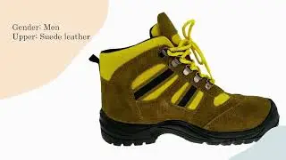 Yellow suede leather  dual density PU sole  steel toe cap safety shoes for men SS6B1800