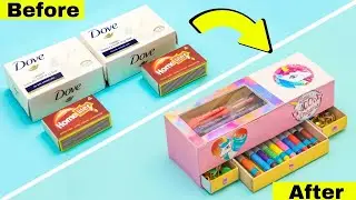 How to make Unicorn pencil box with waste box and matchbox || DIY pencil box easy