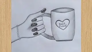How to Draw Best Friends Cup | Friendship Day Drawing Easy | BFF Drawing Easy Step by Step