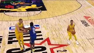 Stephen Curry and Damian Lillard ended the first half with double 'BANGS' from half court!