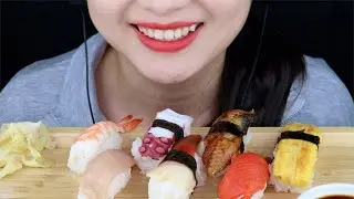 ASMR ASSORTED NIGIRI SUSHI *SALMON, TUNA, TAKO* (EATING SOUNDS) MUKBANG *NO TALKING* | wendyasmr