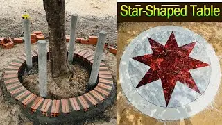 DIY Concrete Star Table Around My Tree | MKH Garden Project